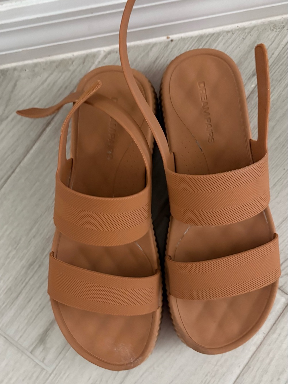 Dream Pairs Tan Double-Strap Slingback Sandals